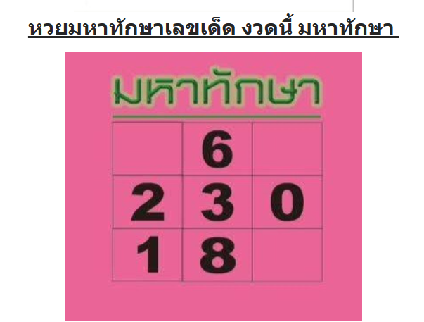 หวยมหาทักษา 16/9/68